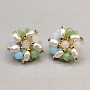 Vintage Clip-On Earrings Freshwater Pearls and Bead Clusters